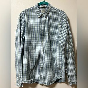 Men’s J Crew casual shirt, size medium, color light blue and green gingham.